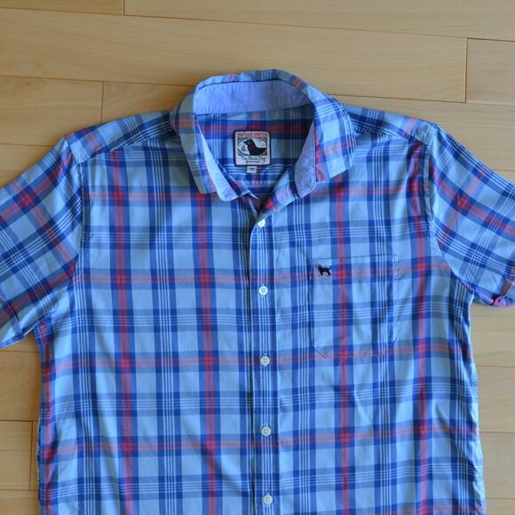 Black Dog Button Down Shirt Plaid Size Medium Blue - Picture 2 of 4